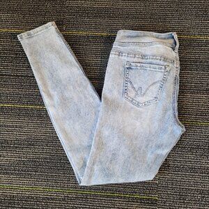 Warehouse One Women's Denim Mid Rise Acid Wash Mid Rise Skinny Jeans Size 27 Reg